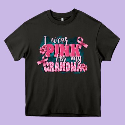 I Wear Pink For My Grandma Heavy Core Tee Designed By Fadigitalartstudio