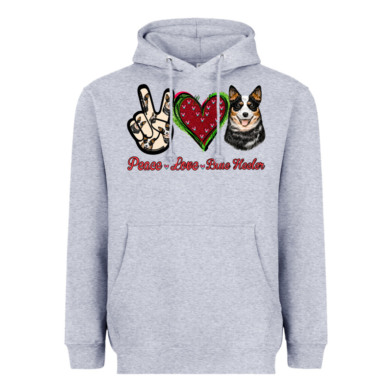 Peace Love Blue Heeler Heavyweight Hoodie by Jasminsmagicworld | Teevron