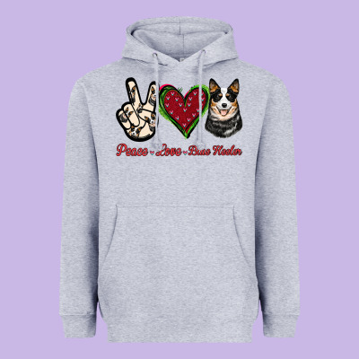 Peace Love Blue Heeler Heavyweight Hoodie Designed By Jasminsmagicworld