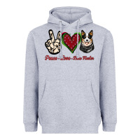Heather Grey Peace Love Blue Heeler Heavyweight Hoodie - Jasminsmagicworld