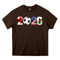 Chocolate Brown North America 2026 Football  Canada USA Mexico Soccer Heavy Core Tee - maiPhamDesign