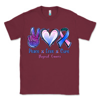 Burgundy Peace Love Cure Thyroid Cancer Classic Tee - Jasminsmagicworld