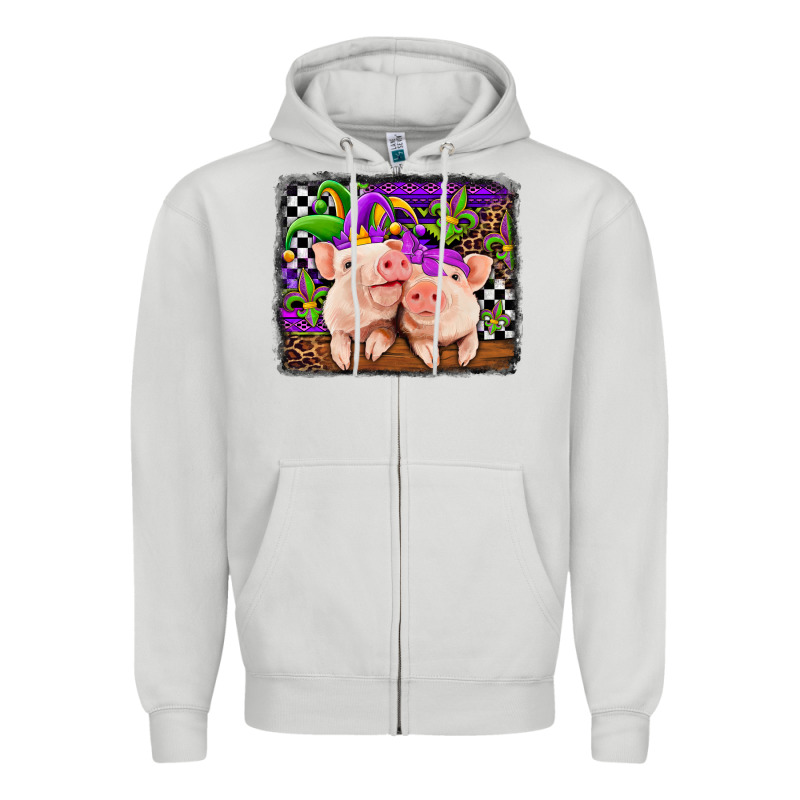 Mardi Gras Western Leopard Pigs Zipper Hoodie by Jasminsmagicworld | Teevron