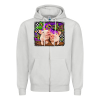 Dove Grey mardi gras western leopard pigs Zipper Hoodie - Jasminsmagicworld