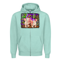 Seafoam mardi gras western leopard pigs Zipper Hoodie - Jasminsmagicworld