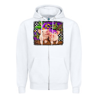 White mardi gras western leopard pigs Zipper Hoodie - Jasminsmagicworld
