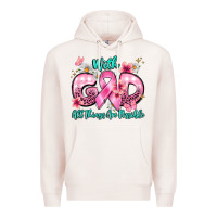 Pale Pink with god all things are possible Premium Hoodie - BarkalooDesign