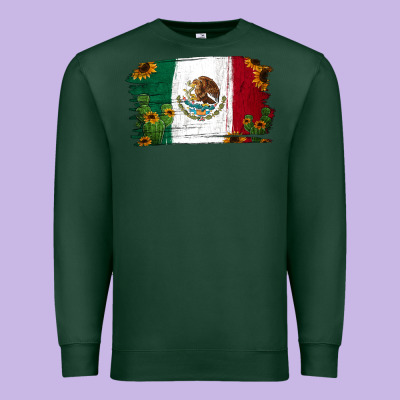 Cactus Sunflower Mexican Flag Premium Sweatshirt Designed By Jasminsmagicworld