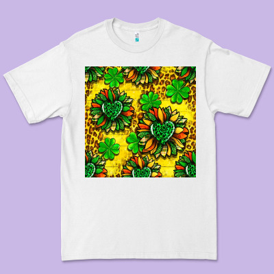 St. Patrick's Sunflower Seamless Pattern Premium Tee Designed By Bundleandbundleshop