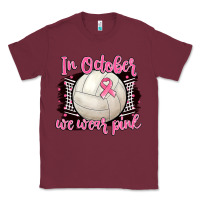 Burgundy in october we wear pink volleyball Classic Tee - BarkalooDesign