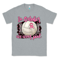Heather Grey in october we wear pink volleyball Classic Tee - BarkalooDesign