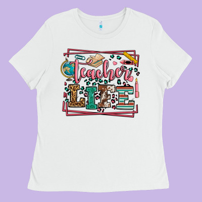 Teacher Life Leopard Frame Ladies Tee Designed By Lillyallendesigns