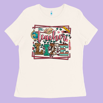 Teacher Life Leopard Frame Ladies Tee Designed By Lillyallendesigns