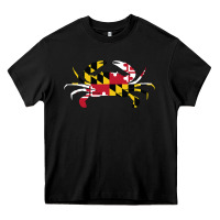 Black Maryland Crab State Pride Flag Heavy Core Tee - maiPhamDesign