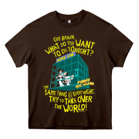 Chocolate Brown Pinky and the Brain The World Heavy Core Tee - maiPhamDesign