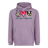 Peace Love Boston Terrier Heavyweight Hoodie | Teevron