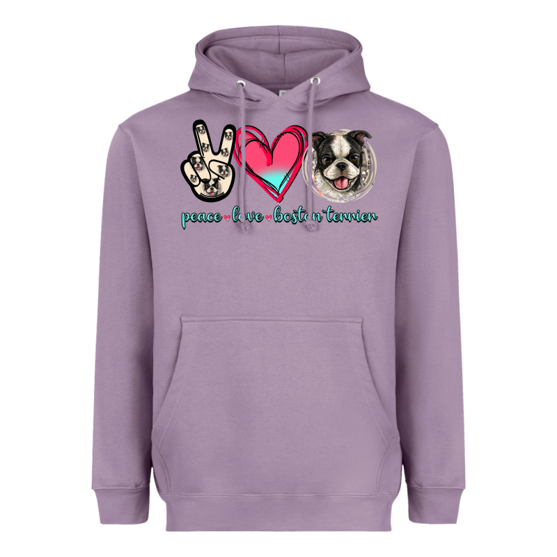 Peace Love Boston Terrier Heavyweight Hoodie by Jasminsmagicworld | Teevron