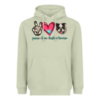 Matcha Peace Love Boston Terrier Heavyweight Hoodie - Jasminsmagicworld