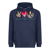 Navy Peace Love Boston Terrier Heavyweight Hoodie - Jasminsmagicworld