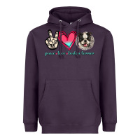 Plum Peace Love Boston Terrier Heavyweight Hoodie - Jasminsmagicworld