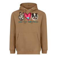 Toasted Coconut Peace Love Boston Terrier Heavyweight Hoodie - Jasminsmagicworld
