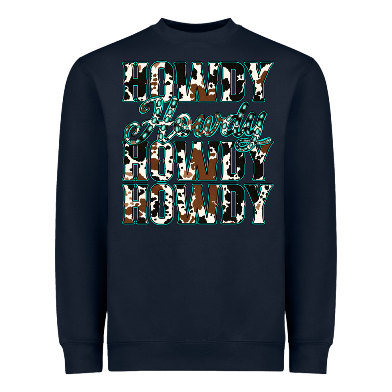 Howdy Cowhide Turquoise Heavyweight Sweatshirt by Jasminsmagicworld | Teevron