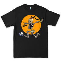 Black skeleton soccer player funny halloween blood moon Premium Tee - DesignPulse