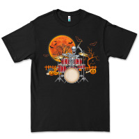 Black Skeleton Drummer Halloween Costume Playing Drums Mens Boys Premium Tee - DesignPulse
