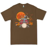 Cacao Skeleton Drummer Halloween Costume Playing Drums Mens Boys Premium Tee - DesignPulse