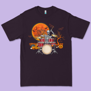 Skeleton Drummer Halloween Costume Playing Drums Mens Boys Premium Tee Designed By Designpulse