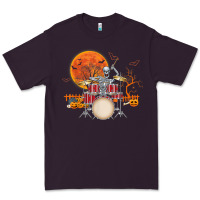 Plum Skeleton Drummer Halloween Costume Playing Drums Mens Boys Premium Tee - DesignPulse