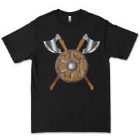 Black renaissance fair faire festival medieval theme axe shield Premium Tee - DesignPulse