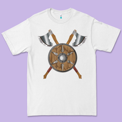 Renaissance Fair Faire Festival Medieval Theme Axe Shield Premium Tee Designed By Designpulse