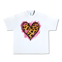 White Leopard Pink Glitter Heart Urban Heavy Tee - Jasminsmagicworld
