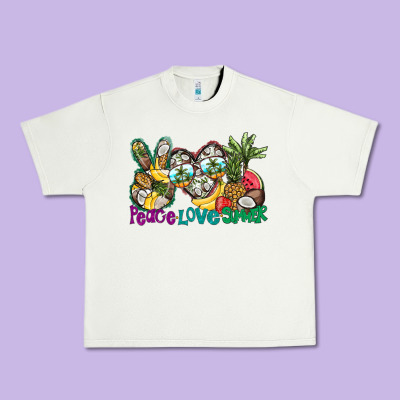 Peace Love Summer Urban Heavy Tee Designed By Cowhidedigitalart