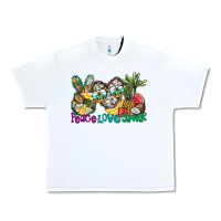 White Peace Love Summer Urban Heavy Tee - CowhideDigitalArt