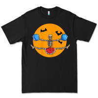 Black cheerleading skeleton halloween cheer skeleton cheerleader t shirt Premium Tee - DesignPulse