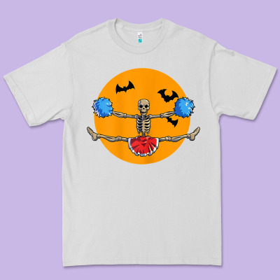 Cheerleading Skeleton Halloween Cheer Skeleton Cheerleader T Shirt Premium Tee Designed By Designpulse