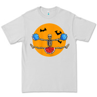 Dove Grey cheerleading skeleton halloween cheer skeleton cheerleader t shirt Premium Tee - DesignPulse