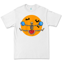 White cheerleading skeleton halloween cheer skeleton cheerleader t shirt Premium Tee - DesignPulse