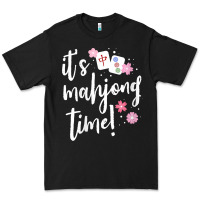 Black womens mahjong gift for her mahjong player v neck t shirt Premium Tee - DesignPulse