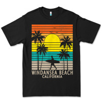Black windansea beach california ca surfer surfing surf palm tree Premium Tee - DesignPulse