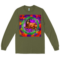 Army Green halloween red angus bull Long Sleeve Tee - LillyAllenDesigns