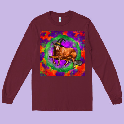Halloween Red Angus Bull Long Sleeve Tee Designed By Lillyallendesigns