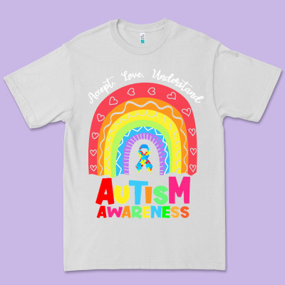 Autism Awareness Month T  Shirt Autism Awareness Rainbow Accept Unders Premium Tee Designed By Designpulse