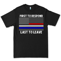 Black police fire ems first responder american flag firefighter t shirt Premium Tee - DesignPulse