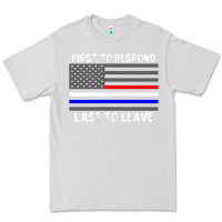 Dove Grey police fire ems first responder american flag firefighter t shirt Premium Tee - DesignPulse