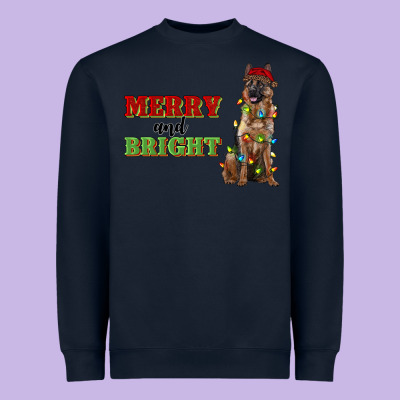 Merry And Bright German Shepherd Heavyweight Sweatshirt Designed By Ranaportraitstore
