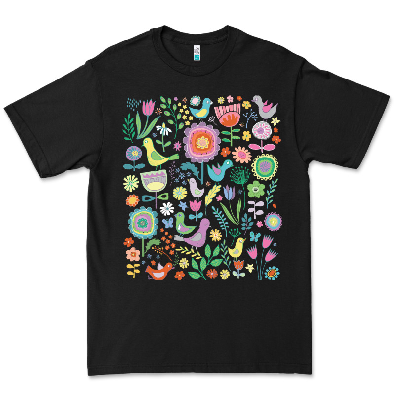 Cute Birds T  Shirt Birds And Blooms   Cute Floral Pattern By Cecca De Premium Tee by DesignPulse | Teevron
