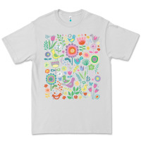 Dove Grey cute birds t  shirt birds and blooms   cute floral pattern by cecca de Premium Tee - DesignPulse